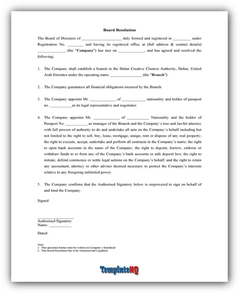 Board Resolution Sample 04 Board Resolution Sample 04