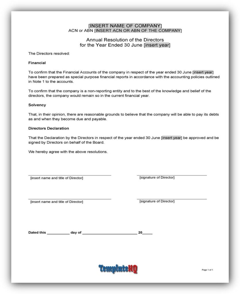 Board Resolution Sample 05 Board Resolution Sample 05