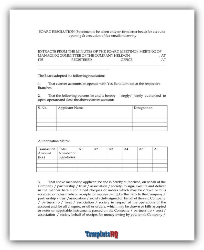 Board Resolution Sample 15 Board Resolution Sample 15