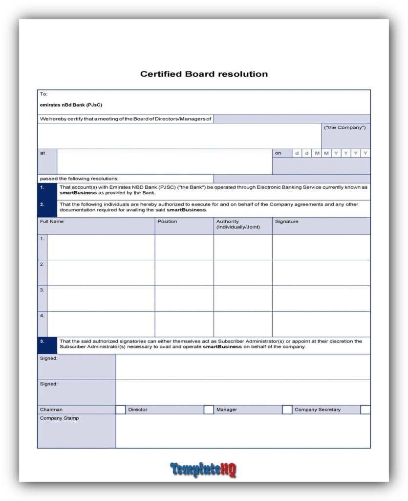 Board Resolution Sample 17 Board Resolution Sample 17