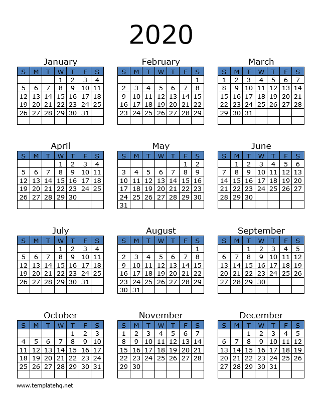 2020 calendar template 2020 calendar template