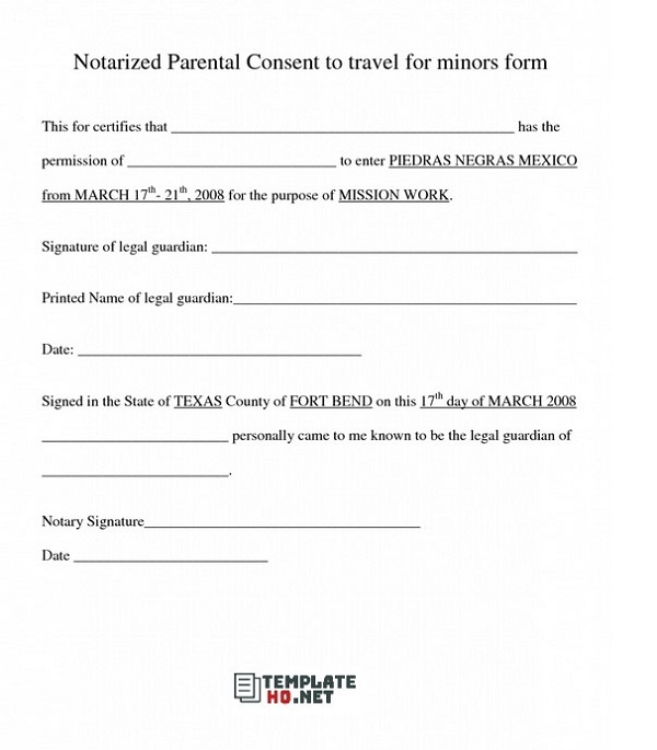 Parental consent forms for minors