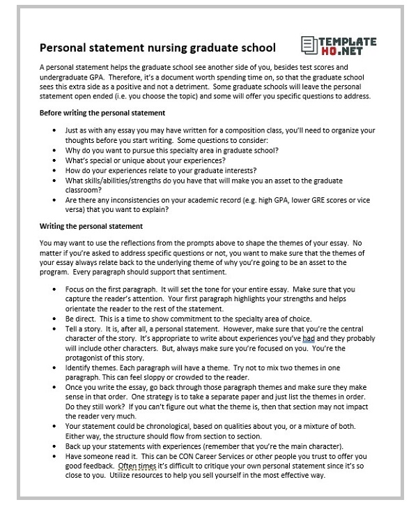 Examples of a personal statement for graduate school