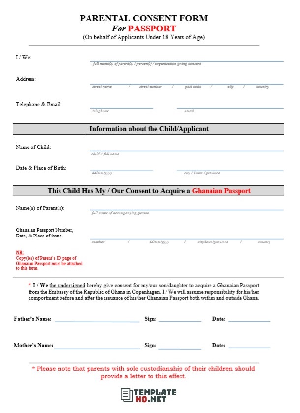 parental consent form for passport