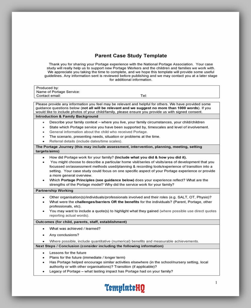 Parent Case Study Template Parent Case Study Template