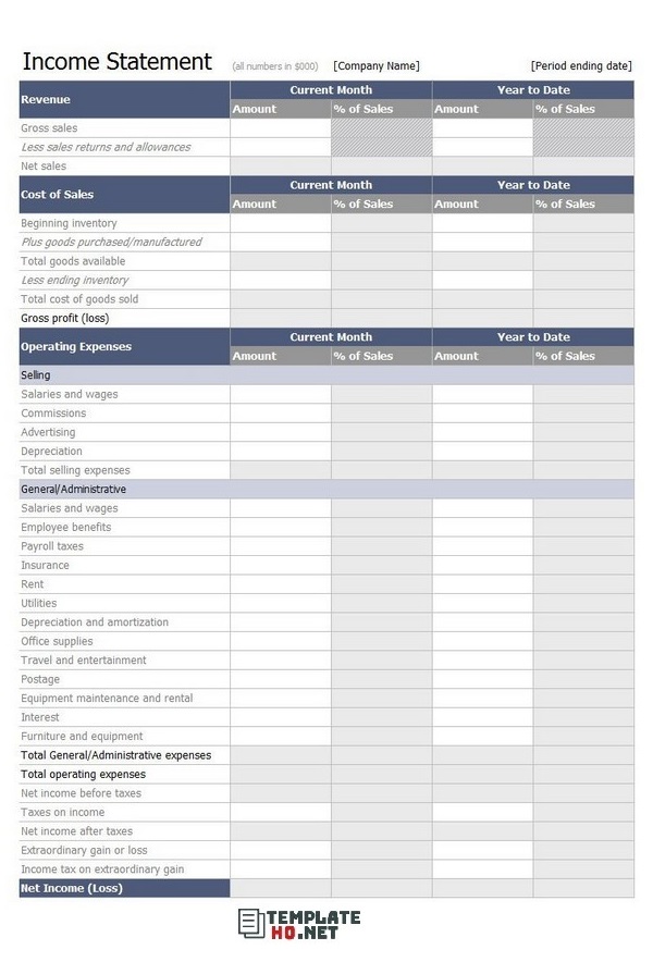 Income Statement Template