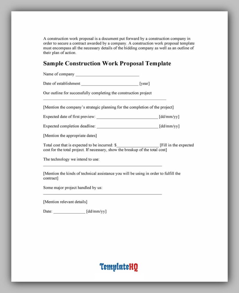 Construction Job Proposal Template