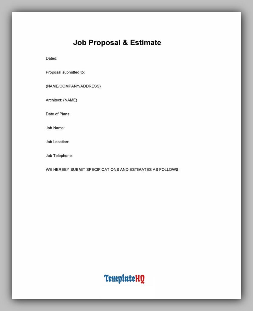 Job Estimate Proposal Template