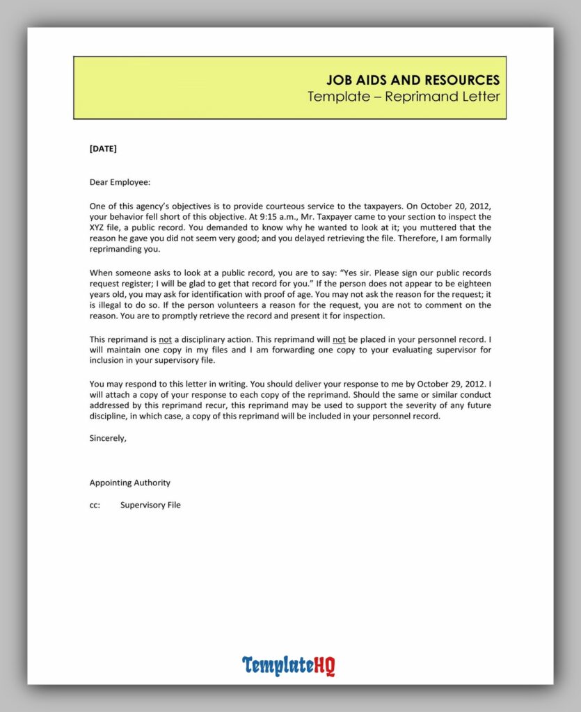 Letter of Reprimand 03