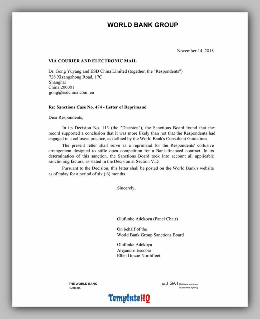 Letter of Reprimand 05