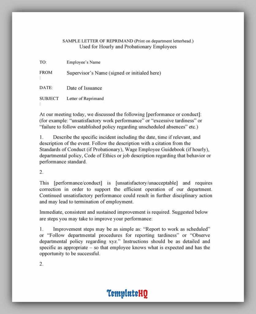 Letter of Reprimand 07 Letter of Reprimand 07