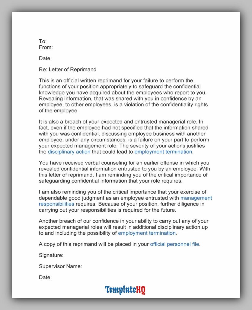 Letter of Reprimand 08 Letter of Reprimand 08