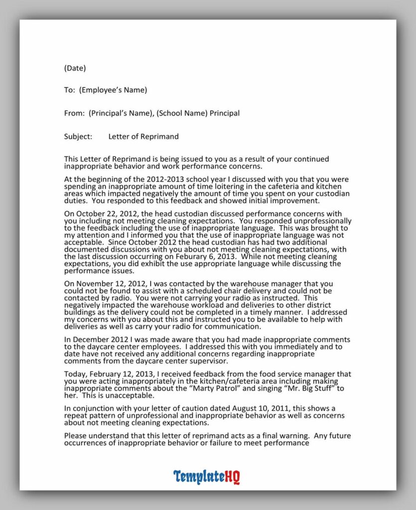 Letter of Reprimand 09 Letter of Reprimand 09