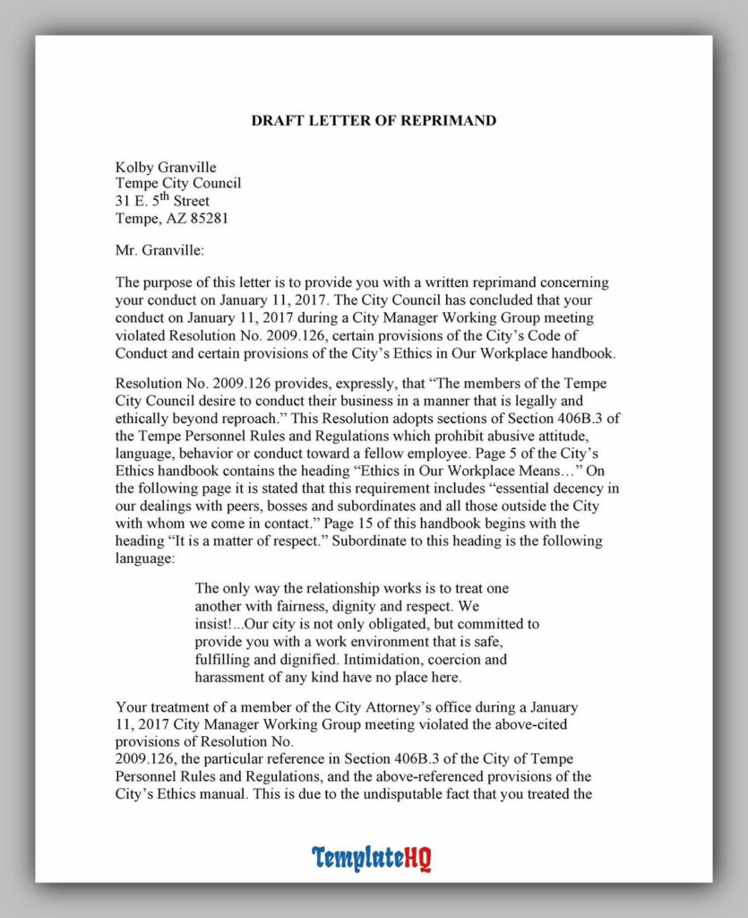 Letter of Reprimand 11 Letter of Reprimand 11