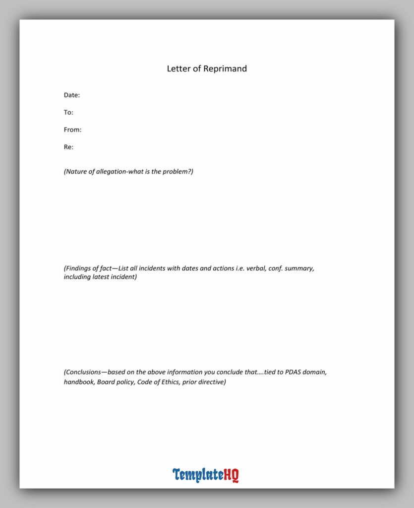 Letter of Reprimand 19 Letter of Reprimand 19