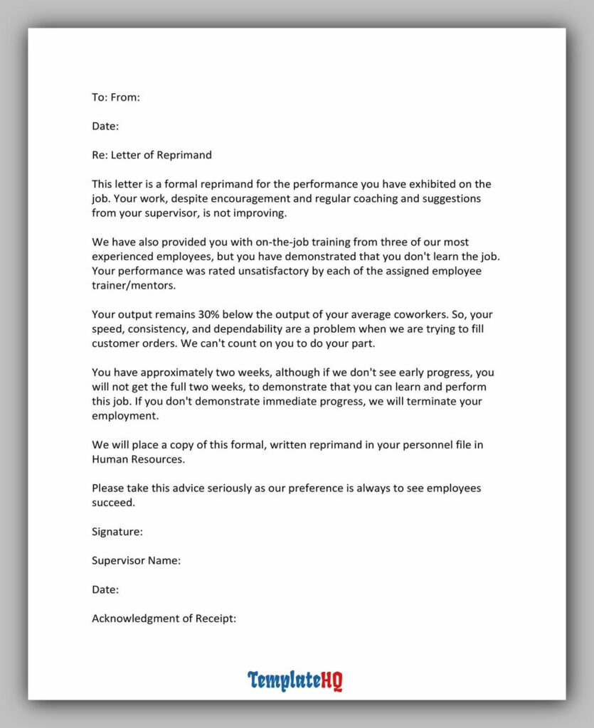 Letter of Reprimand 20 Letter of Reprimand 20