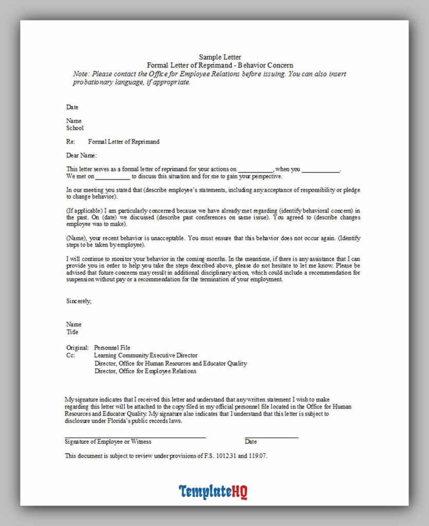Letter of Reprimand 21 Letter of Reprimand 21