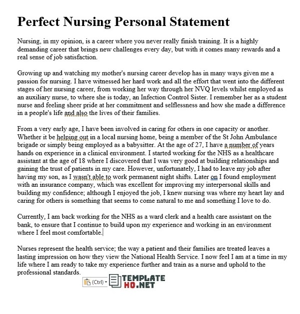 Perfect personal statement
