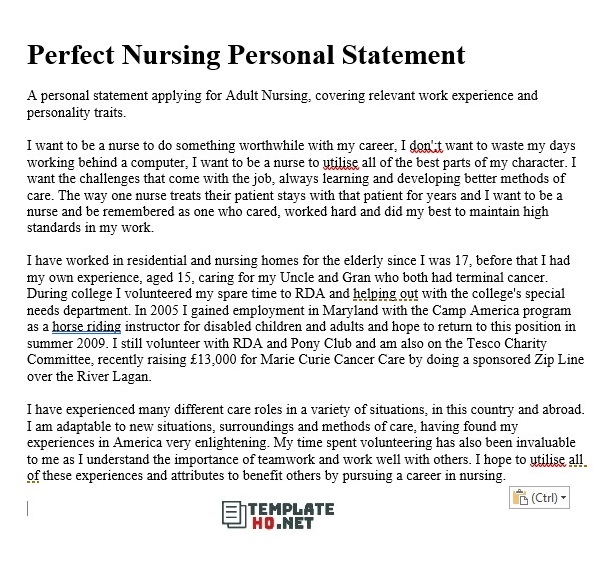 Perfect personal statement