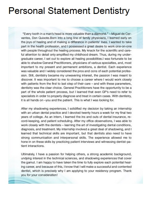 Personal Statement Dentistry