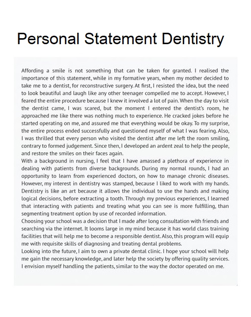 Dentistry Personal Statement Examples