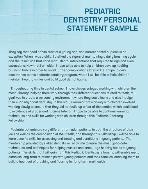 Pediatric Dentistry Personal Statement