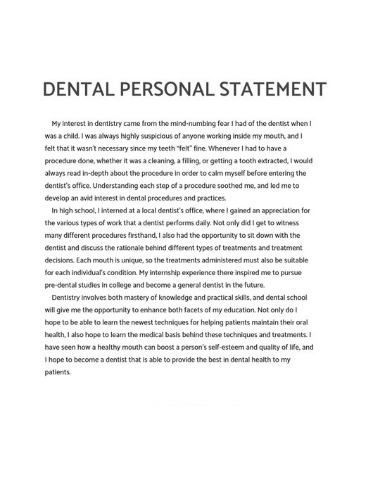 Dental Personal Statement Examples
