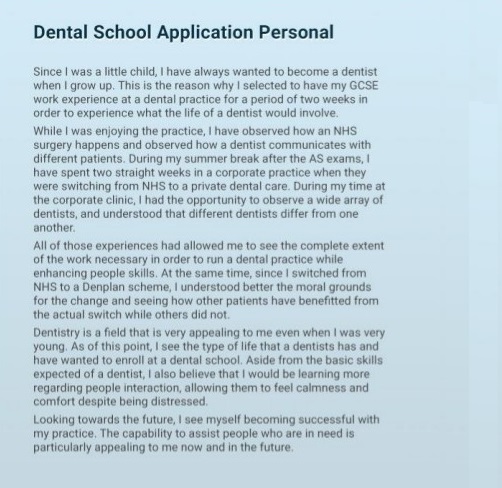 Personal Statement Dentistry 14