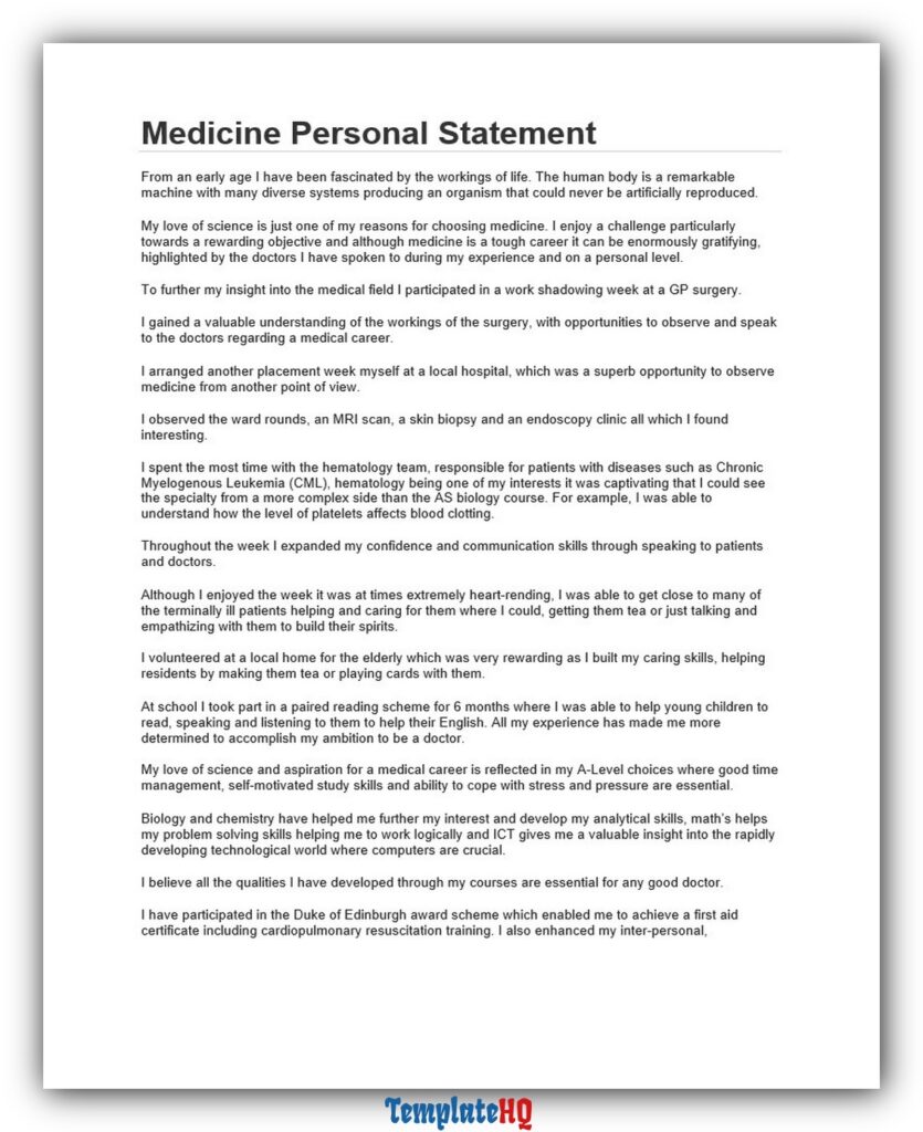 Personal Statement Medicine 01