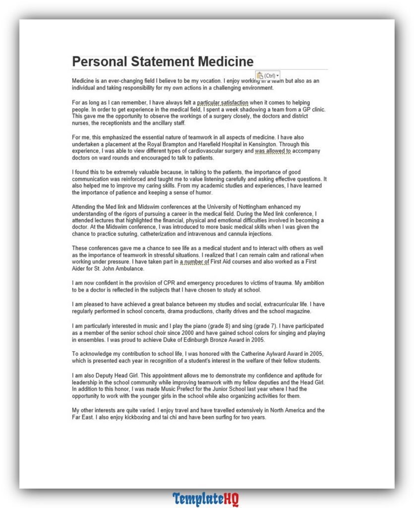 Personal Statement Medicine 11