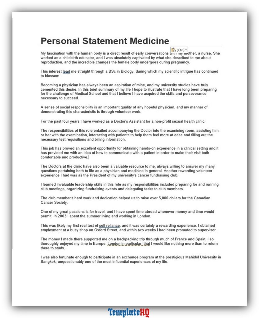 Personal Statement Medicine 13