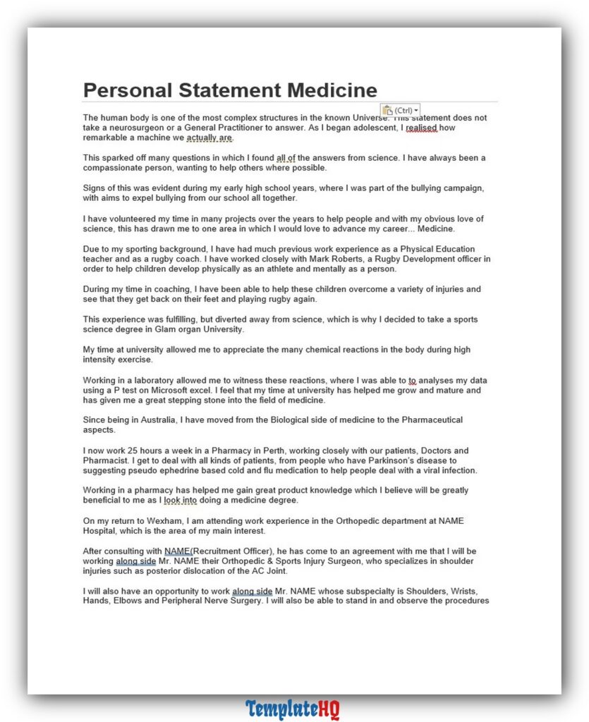 Personal Statement Medicine 18