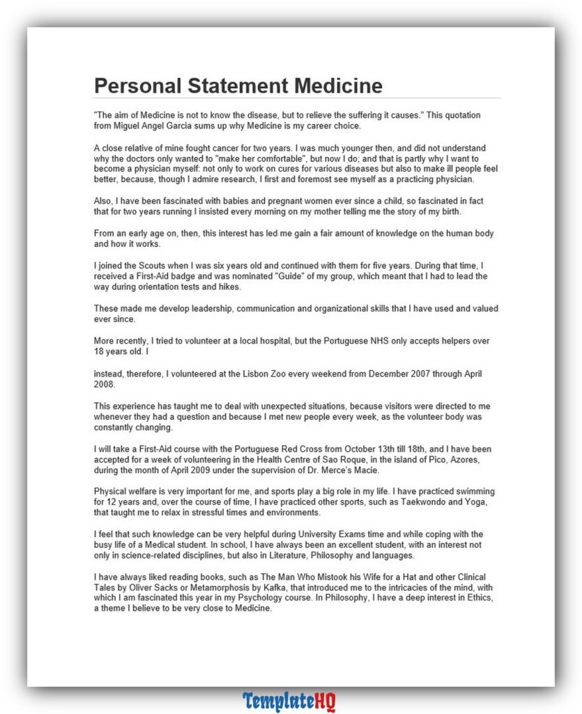 Personal Statement Medicine 20