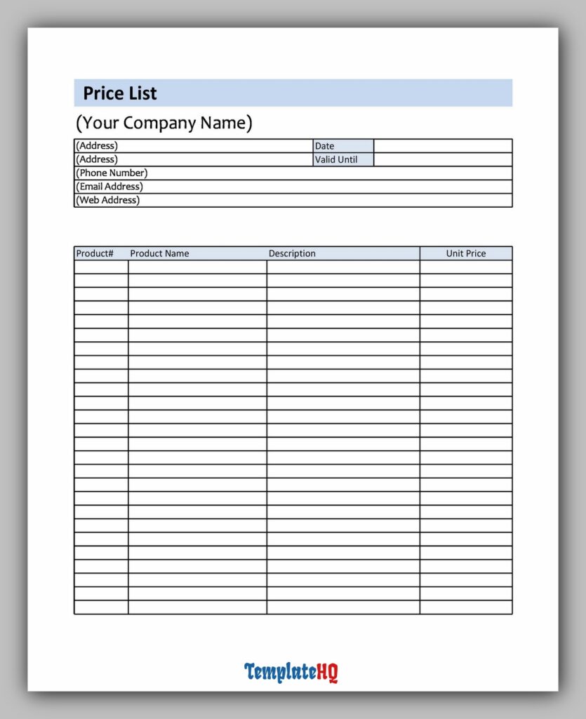 Product Price List 02 Product Price List 02