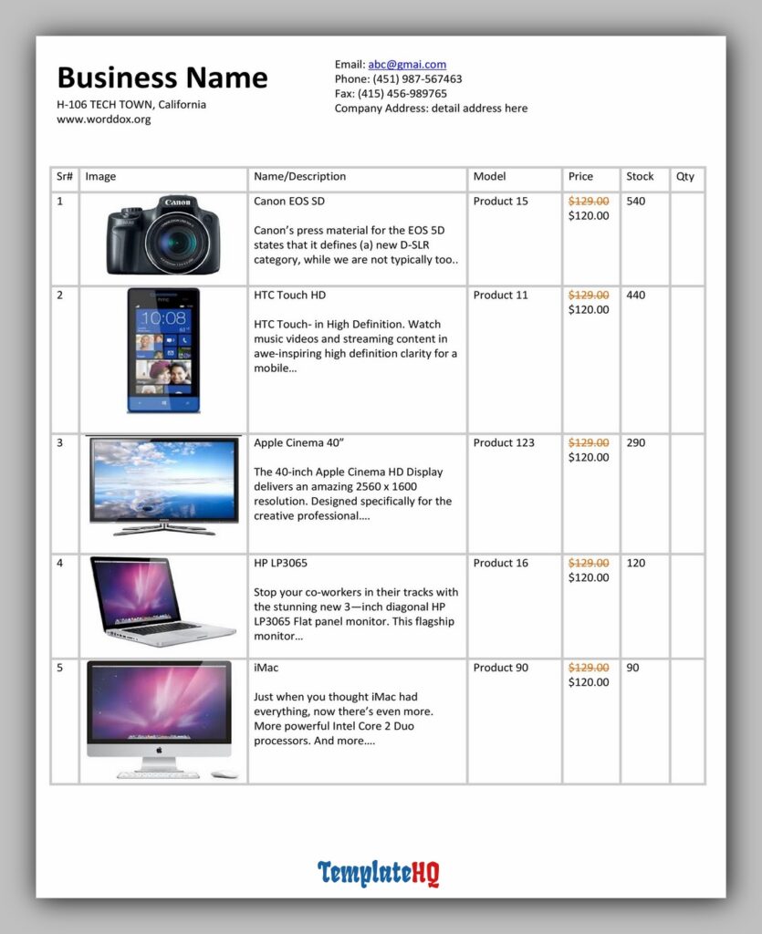 Product Price List 10 Product Price List 10