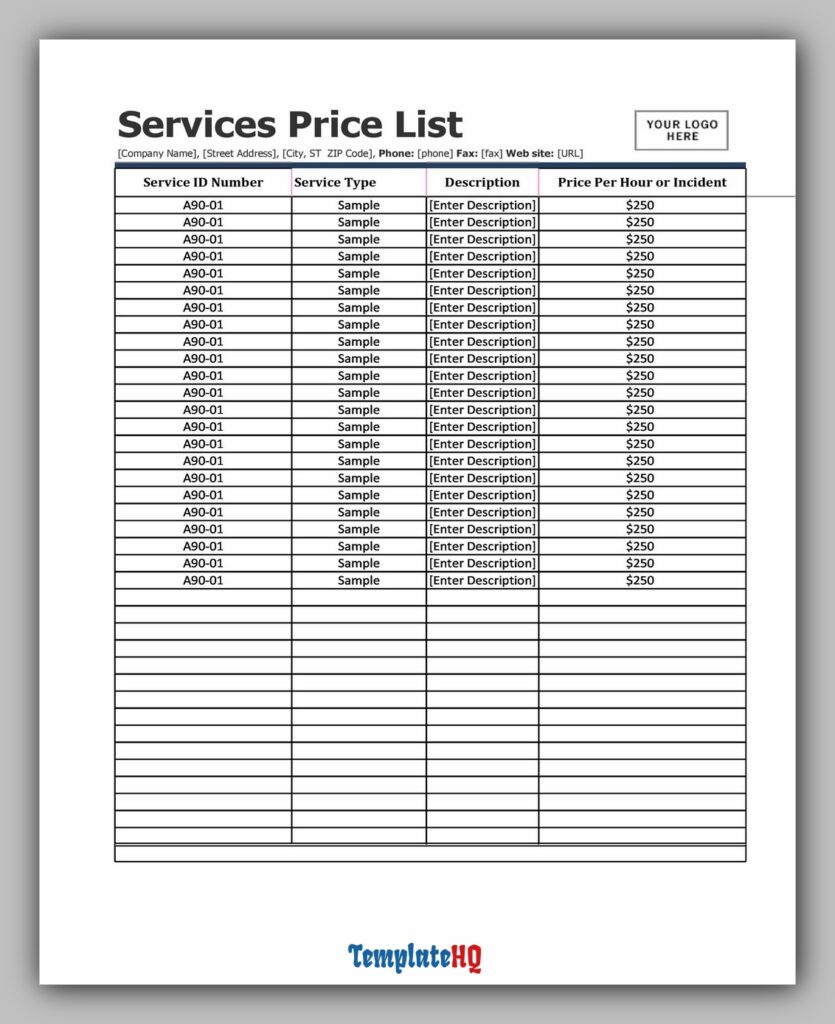 Product Price List 12