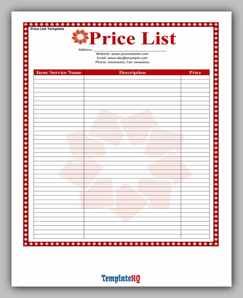 Product Price List 15 Product Price List 15