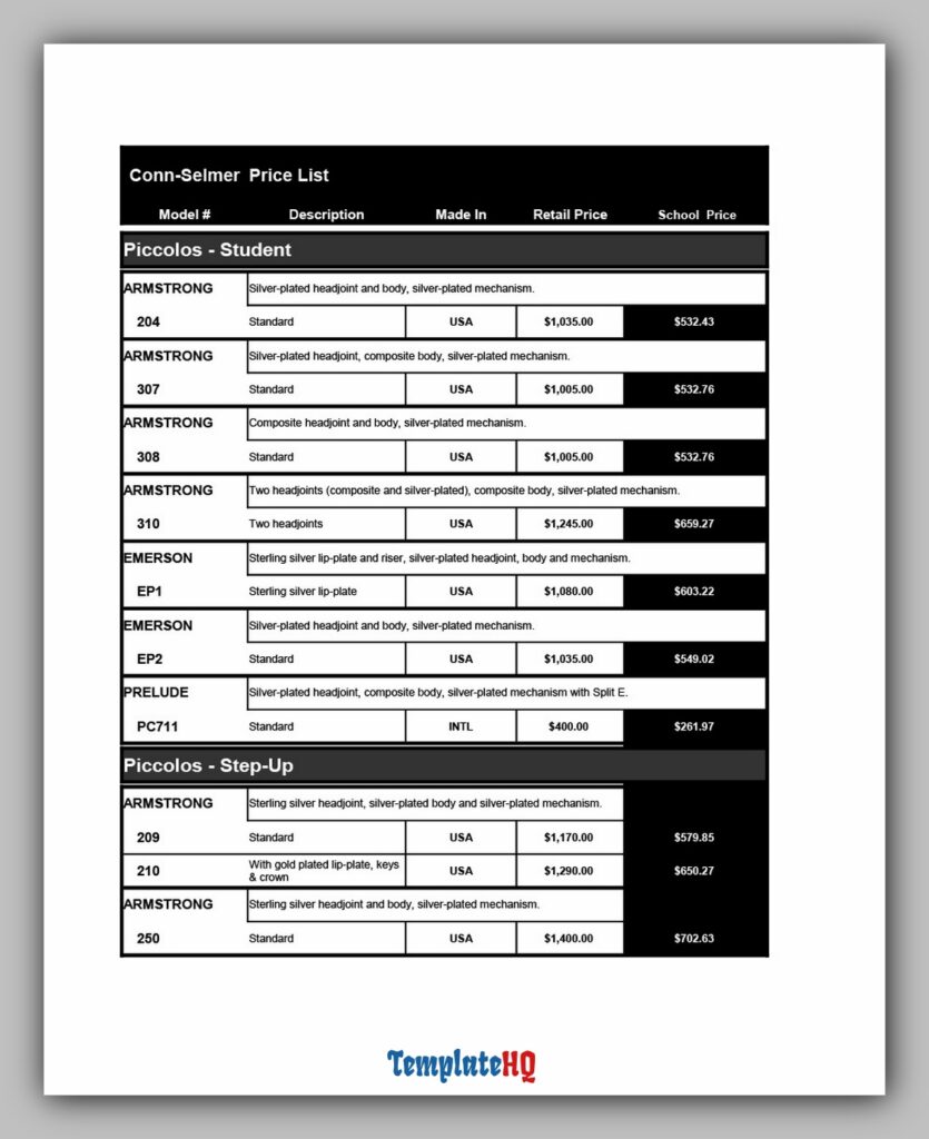 Product Price List 17 Product Price List 17