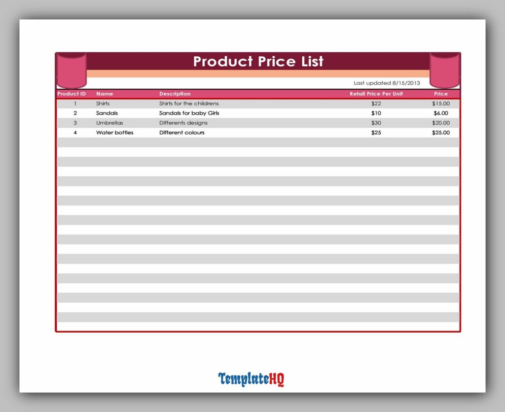 Product Price List 24 Product Price List 24