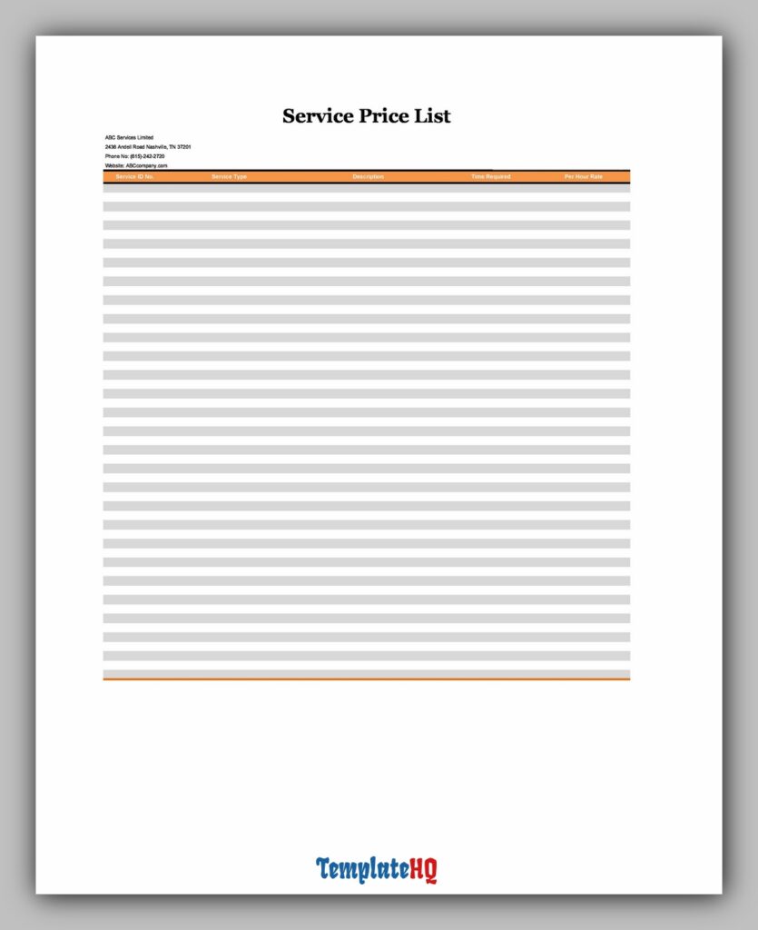 Product Price List 25 Product Price List 25