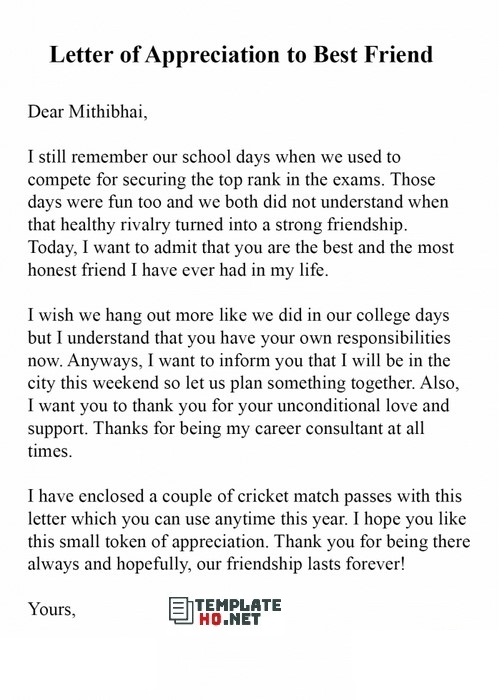 Thank You Letter for Friend Thank You Letter for Friend