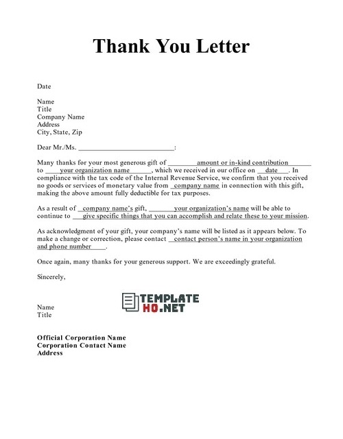 Thank You Letter Thank You Letter