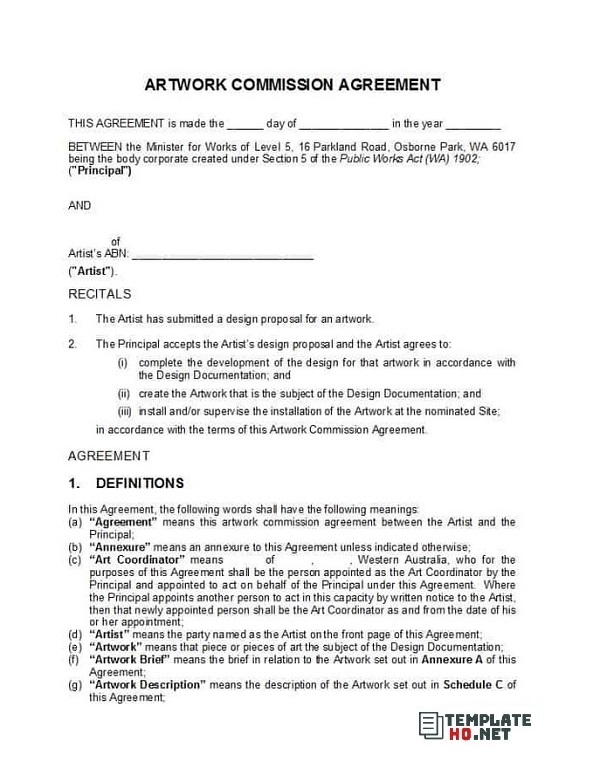 Artwork Commission Agreement Artwork Commission Agreement