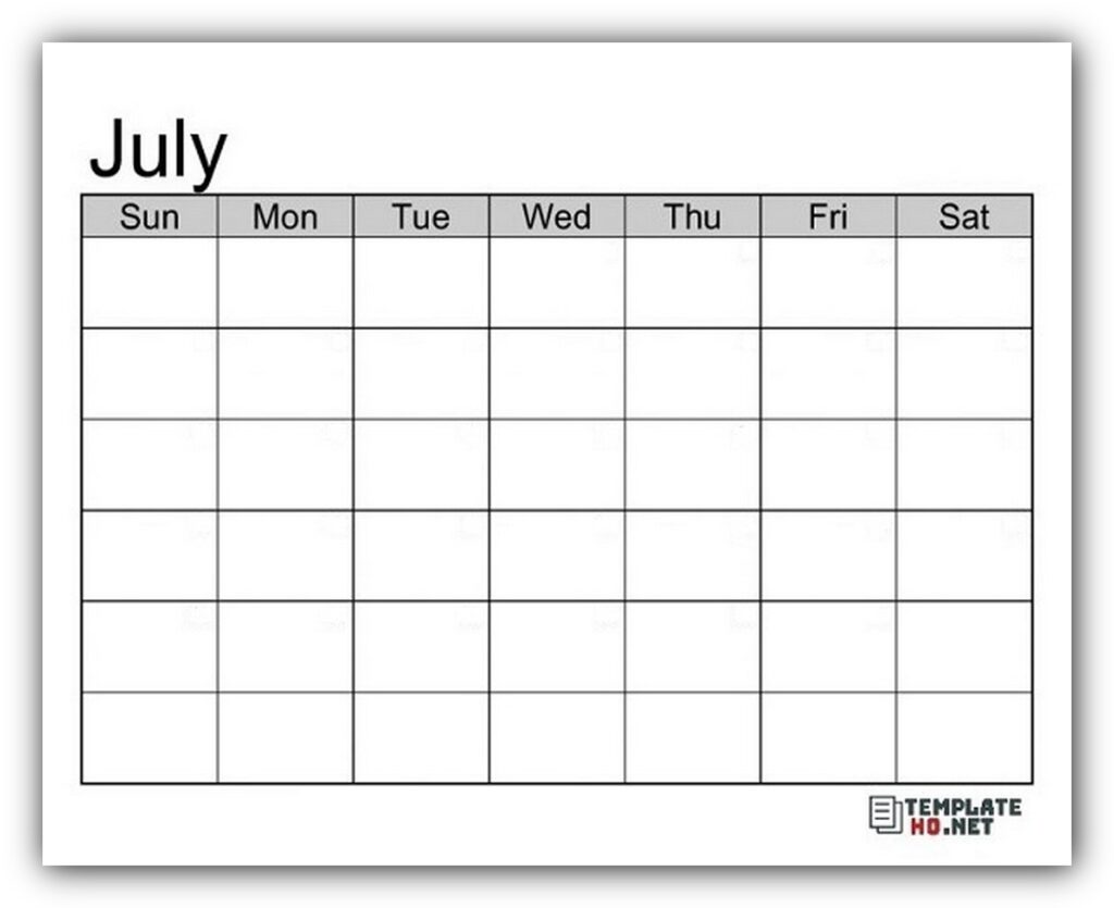 Blank Calendar Template 07 Blank Calendar Template 07