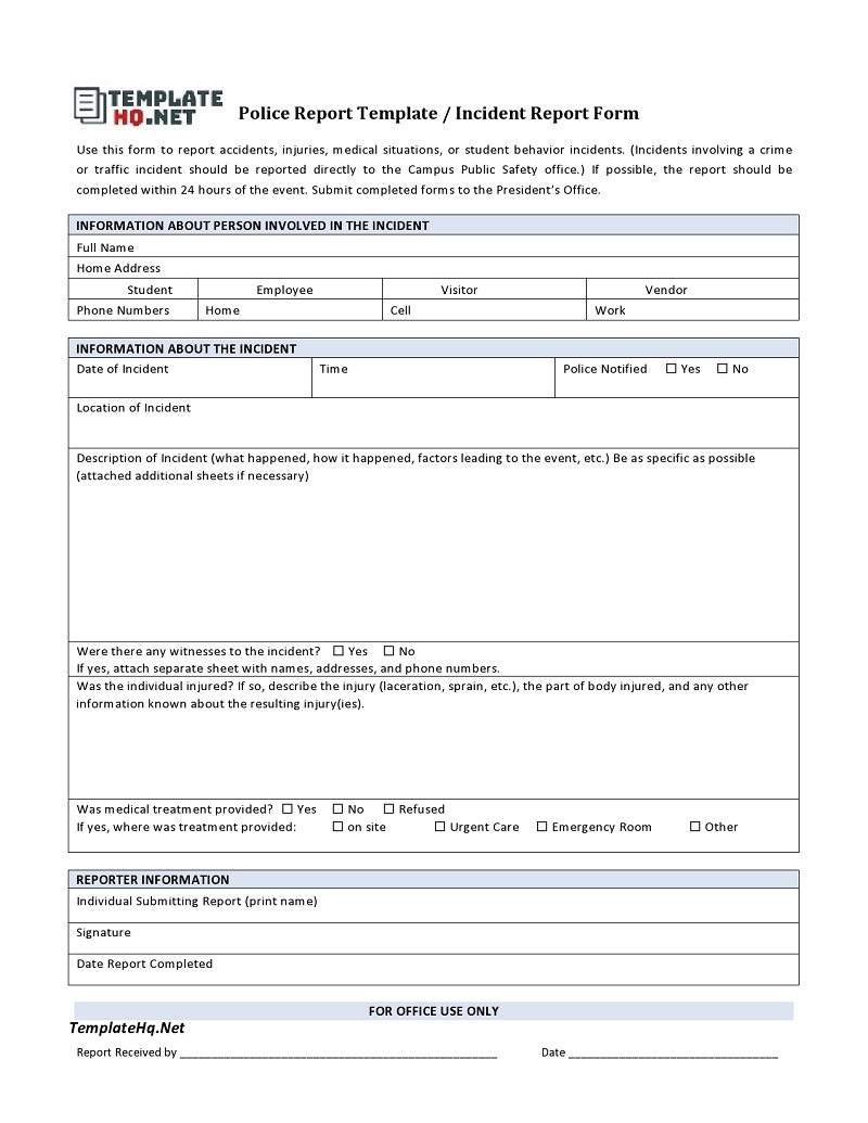 2 Free Police Report Template (Word & PDF) In Blank Police Report Template