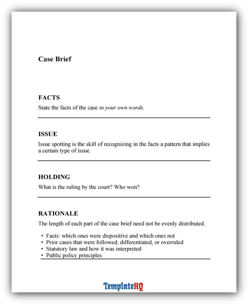 20 Free Case Brief Examples And KnowHow To Write It Template Hq