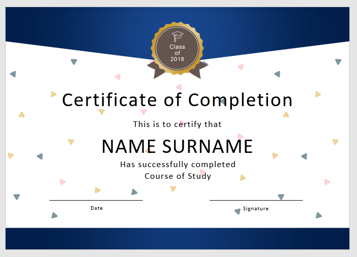 Certificate Of Completion Certificate Of Completion