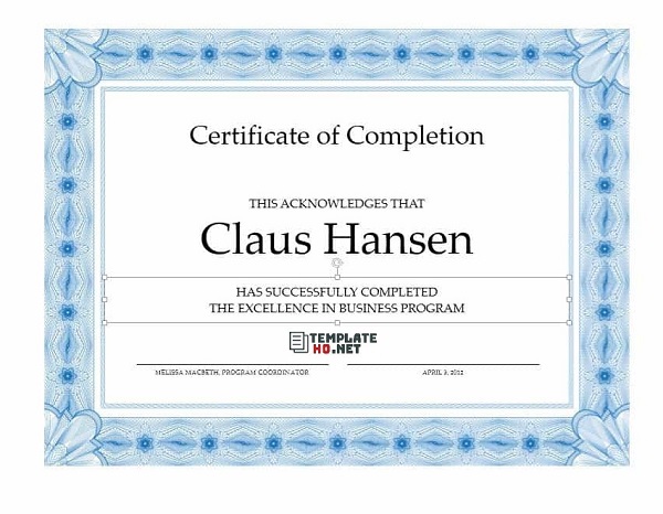 Certificate of Completion Course