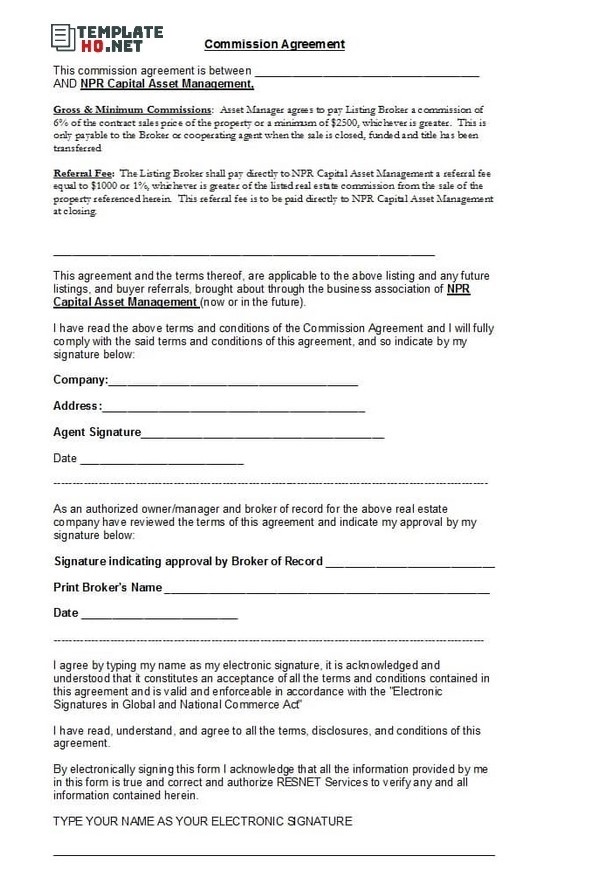 Commission Agreement PDF Commission Agreement PDF