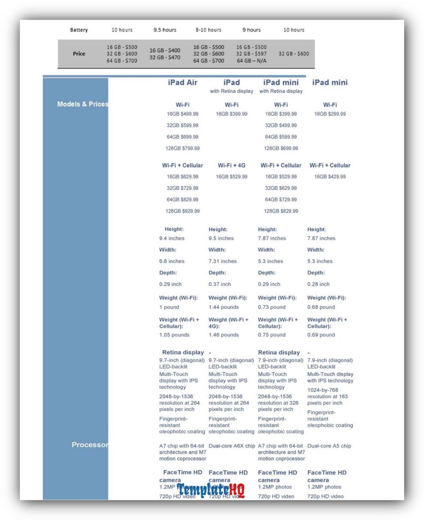 Comparison Chart Template 07 Comparison Chart Template 07